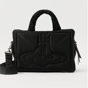 Vivienne Westwood Black Margaret/Eiderdown Medium Tote/Crossbody Bag
